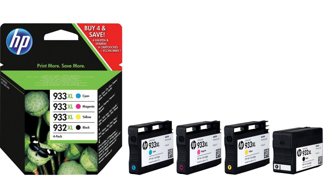 Cartouche jet d'encre HP D'origine 932XL / 933XL Noir, cyan, magenta, jaune C2P42AE 4 Unités
