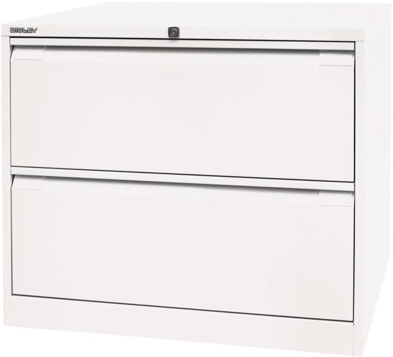 Armoire de classement Bisley Acier 2 Tiroirs Verrouillable 800 x 622 x 711 mm Blanc signalisation
