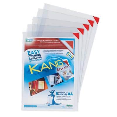 Pochettes d'affichage adhésives Djois Kang Easy clip Transparent A4 Chlorure de Polyvinyle 22 x 30 cm 5 Unités
