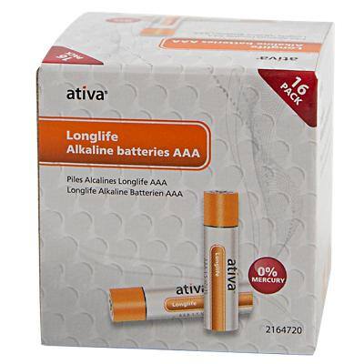 Ativa AAA Alkaline Batterijen Longlife LR03 1,5V 16 stuks