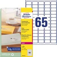 Étiquettes d’adresse Avery L7551-25 Autocollantes 38,1 x 21,2mm Transparentes 25 Feuilles de 65 Étiquettes