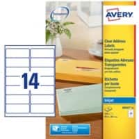 AVERY ZWECKFORM J8563-25 Adresetiket A4 Transparant 99,1 x 38,1 mm 25 Vellen à 14 Etiketten
