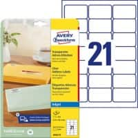 AVERY Zweckform J8560-25 Multifunctionele etiketten A4 Transparant 63,5 x 38,1 mm 25 Vellen à 21 Etiketten