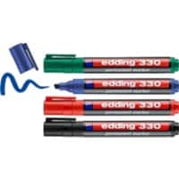 edding 330 Permanent marker Breed Beitelpunt 1-5 mm Kleurenassortiment Navulbaar 4 Stuks