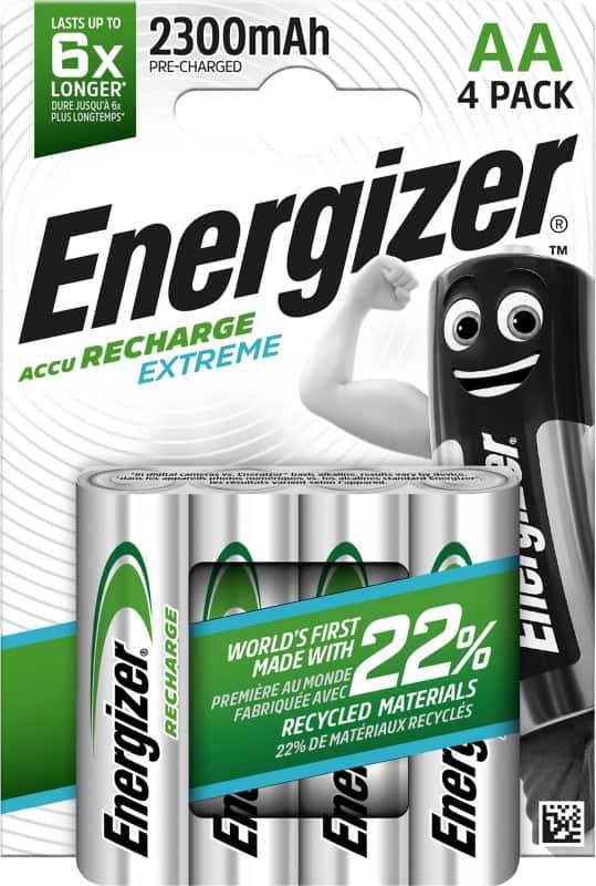 Piles rechargeables Energizer Extreme AA HR6 2300mAh NiMH 1,2V 4 Unités
