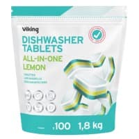 Viking All in One Lemon Vaatwastabletten Fosfaatvrij Frisse geur Pak van 100 stuks