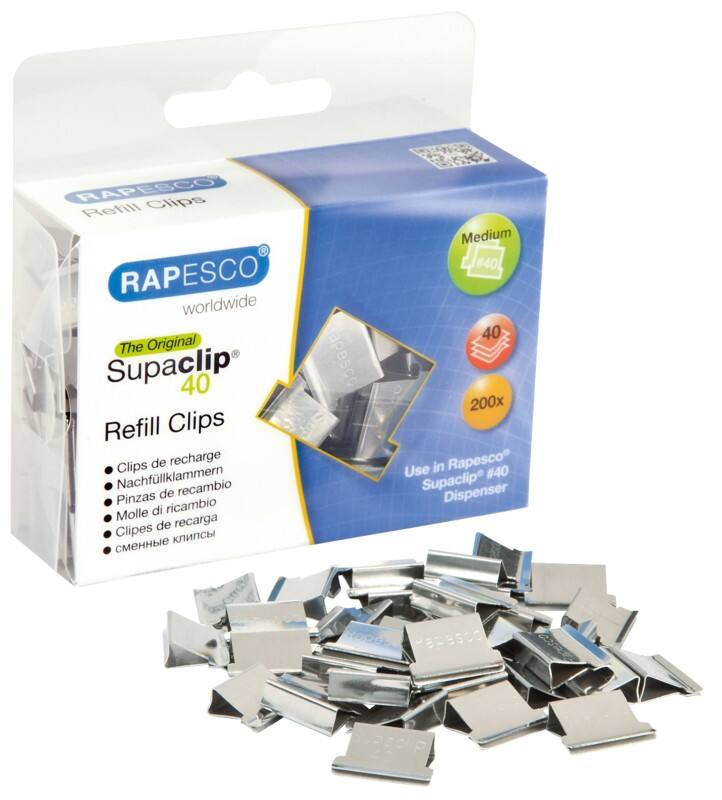 Rapesco 40 Papierklem Medium Supaclip Zilver 4mm Pak van 200