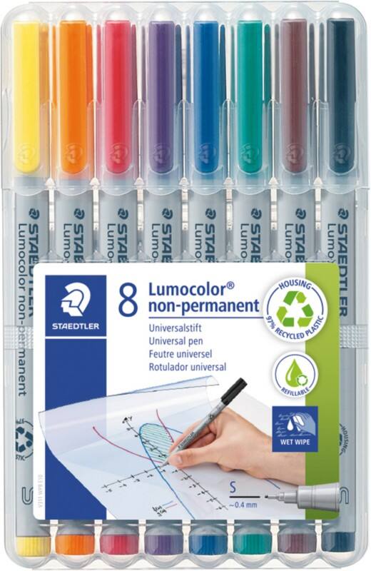 Marqueur OHP non-permanent STAEDTLER Lumocolor Extra Fin Pointe Ronde Assortiment 8 Unités