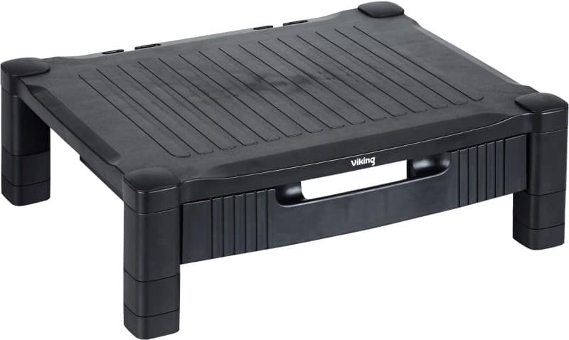 Viking Monitorstandaard met lade Hoogteverstelbaar 435 x 335 x 135 mm Zwart