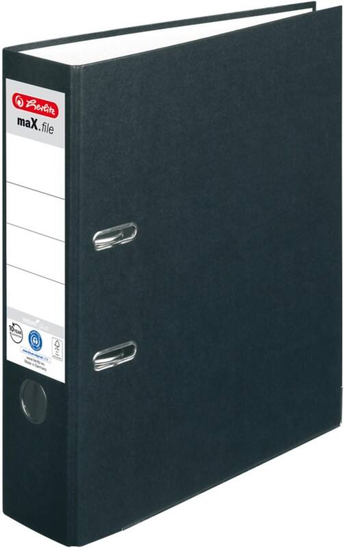 herlitz maX,file nature plus Breed Ordner A4 80 mm Zwart 2 Ringen 10841369 Kunststof Reliëf Staand