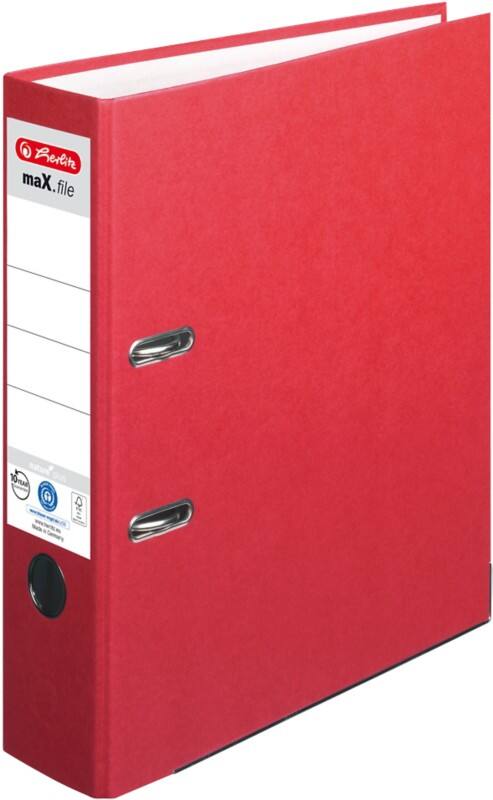 herlitz maX,file nature plus Breed Ordner A4 80 mm Rood 2 Ringen 10841385 Kunststof Reliëf Staand