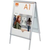 Nobo Premium Plus Stoepbord Vrijstaand A1 Aluminium, PVC (polyvinylchloride) Zilver Waterbestendig, Weerbestendig