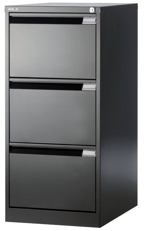 Armoire de classement Bisley Acier 3 Tiroirs Verrouillable 470 x 622 x 1016 mm Noir
