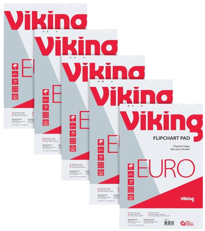 Viking Flipoverblokken Euro 70 g/m² Geruit 5 Stuks à 20 Vellen
