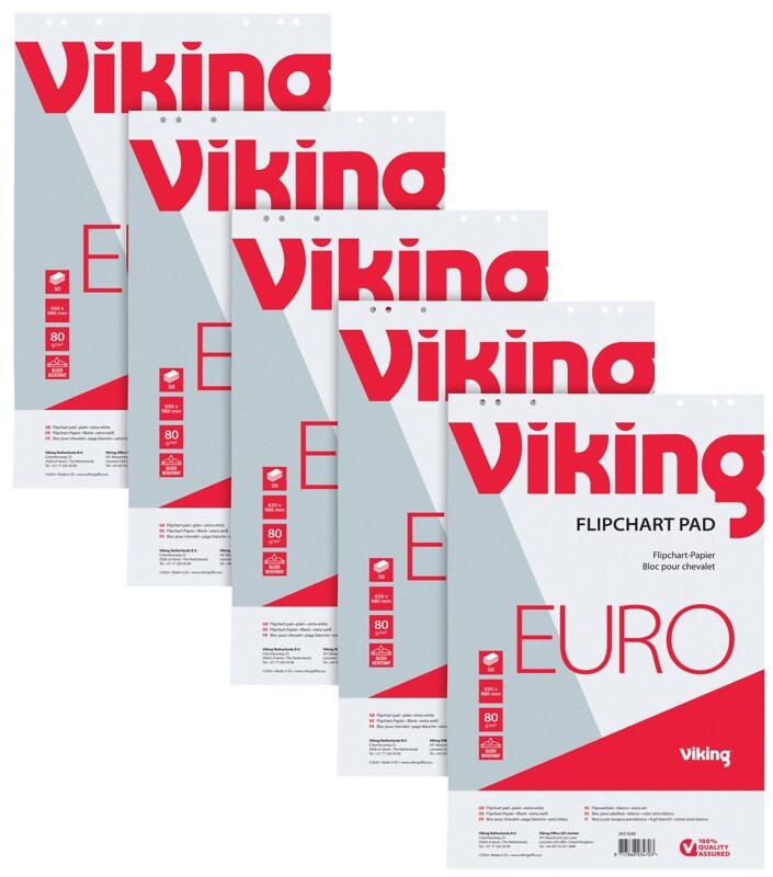 Viking Wandmontage Blanco Flipoverblok Geperforeerd Euro 80 grams 5 Stuks à 50 Vellen