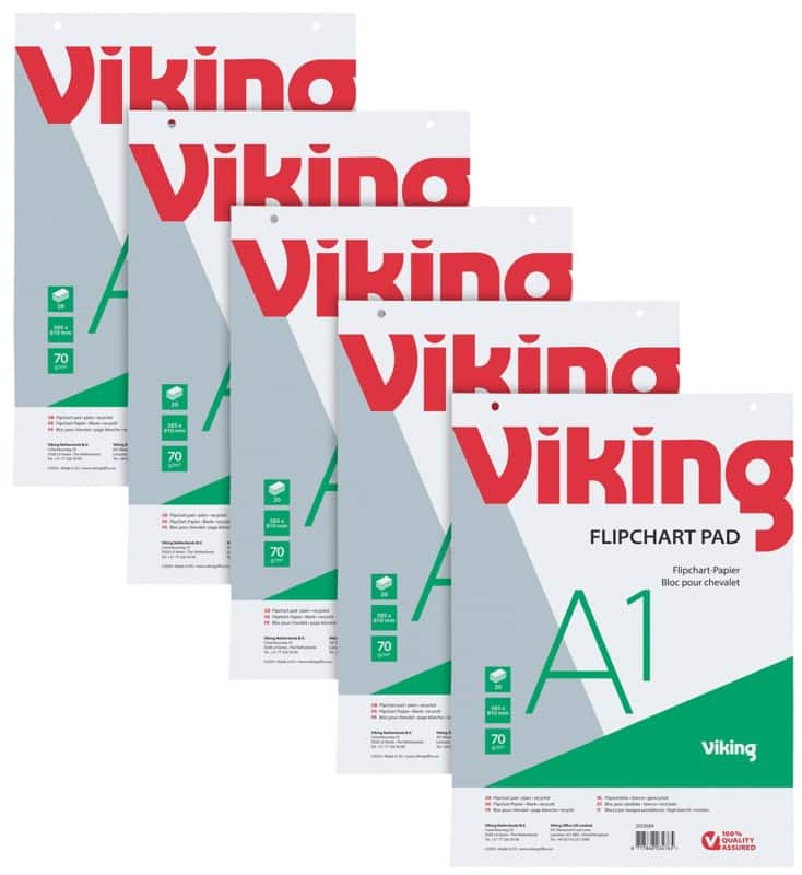 Viking Recycling Flipoverblok Blanco A1 70 g/m² 5 Stuks à 20 Vellen
