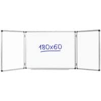 Tableau blanc pliant Viking à trois panneaux Magnétique Acier Laqué Double 90 (L) x 60 (H) cm