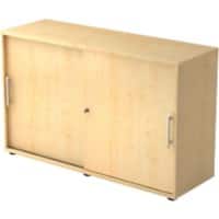 Hammerbacher Schuifdeurenkast Spaanplaat 1 Plank Afsluitbaar 1.200 x 400 x 748 mm Ahorn Bruin