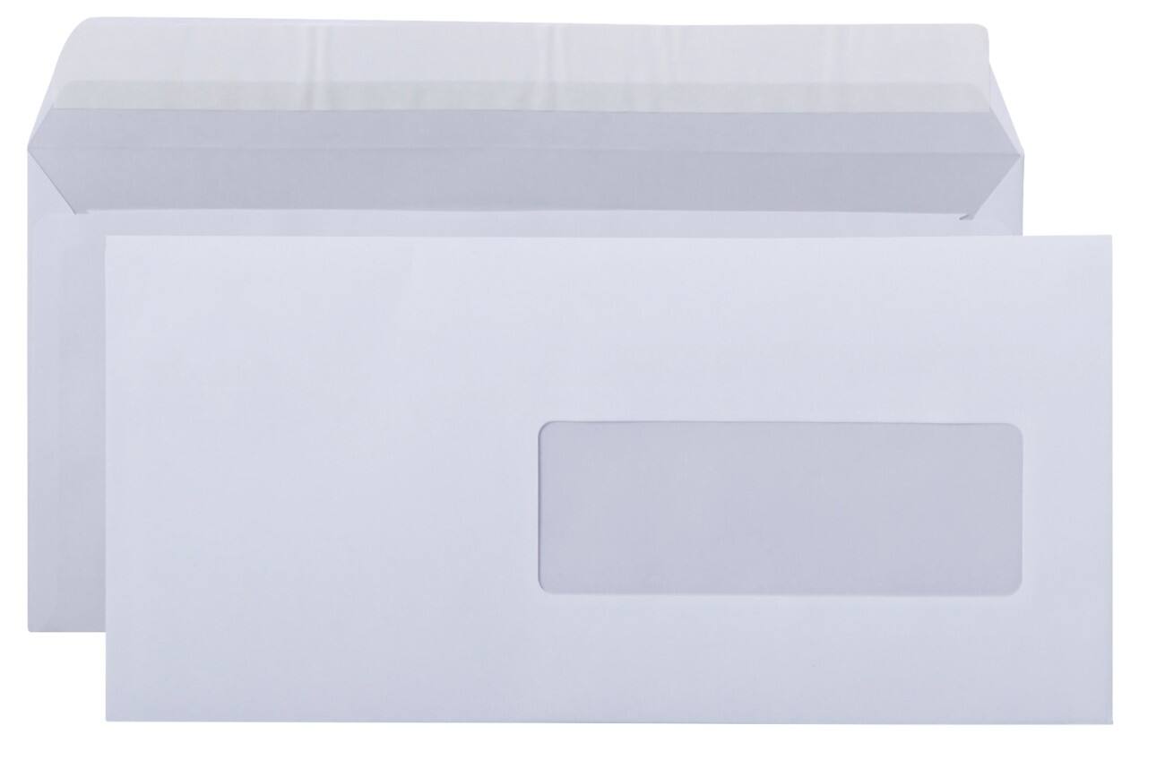 Office Depot Enveloppen DL 80 g/m² Wit Met Venster Kleefstrip 500 Stuks