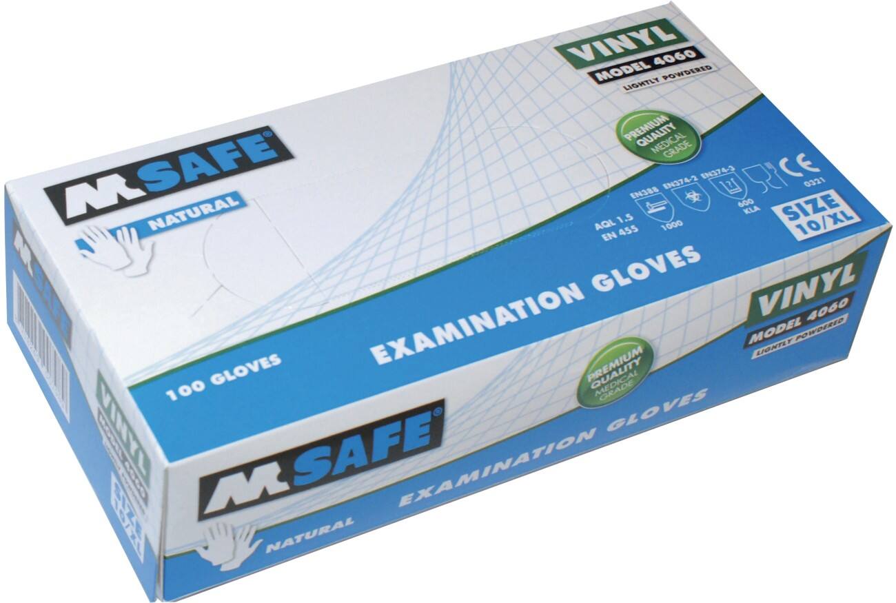 Gants M-Safe Natural Vinyle, Poudrés Taille L Transparent 100 Unités