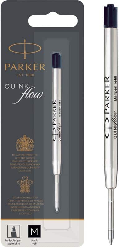 Recharge pour stylo bille Parker Quinkflow 0.7 mm Pointe moyenne Noir