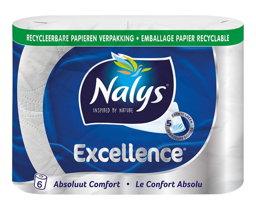 Papier toilette Nalys Excellence 5 épaisseurs 6 Rouleaux de 73 Feuilles
