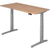 Hammerbacher XBHM VXBHM Elektrisch hoogteverstelbaar Zit-sta-bureau Rechthoekig Walnoot C-Voet 1.600 (B) x 800 (D) x 1.290 (H) mm Spaanplaat, Staal, Aluminium