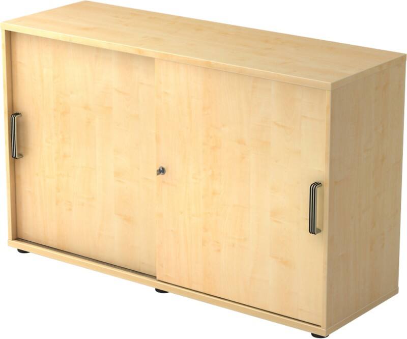 Hammerbacher Schuifdeurkast Spaanplaat 1 Plank Afsluitbaar 1.200 x 400 x 748 mm Ahorn Bruin