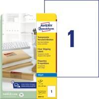 Étiquettes universelles AVERY Zweckform J8567-25 Adhésif A4 Transparent 210 x 297 mm 25 Feuilles de 1 Étiquettes