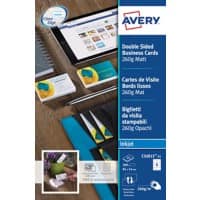 Avery C32015-25 Visitekaartjes 85 x 54 mm 260 g/m2 Wit 200 Stuks