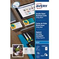 Avery C32015-25 Visitekaartjes 85 x 54 mm 260 g/m2 Wit 200 Stuks
