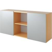 Hammerbacher Schuifdeurkast Spaanplaat 1 Plank 1.600 x 420 x 748 mm Beuken Beuken, zilver