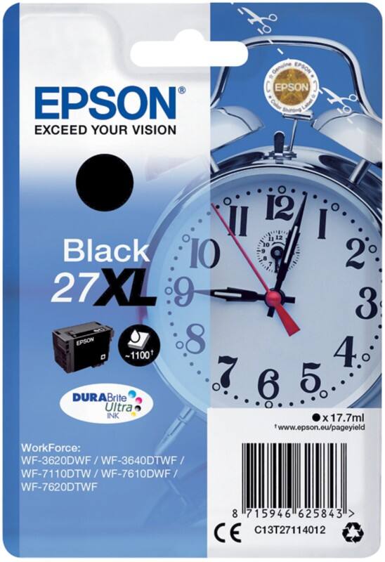 Cartouche jet d'encre Epson 27XL D'origine C13T27114012 Noir