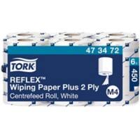 Tork Reflex Poetspapier M4 Rol Wit 2-laags 473472 6 Rollen à 450 Vellen