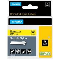 DYMO IND S0718090/18491 Rhino Nylontape 18491 Zelfklevend Zwart op Geel 19 mm x 3,5 m