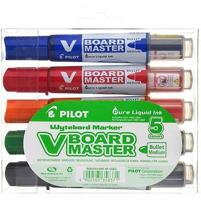 Marqueurs pour tableau blanc Pilot V-Board Master 2.3 mm Pointe moyenne Assortiment 5 unités