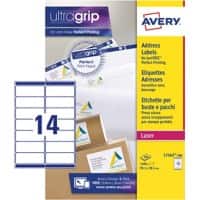 Avery UltraGrip Adresetiketten L7163-100 Klevend A4 Wit 99,1 x 38,1 mm 100 Vellen à 14 Etiketten
