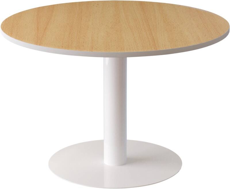 Table ronde meet powered by PAPERFLOW Acier, Mélaminé Beige, blanc 1150 x 1150 x 750 mm