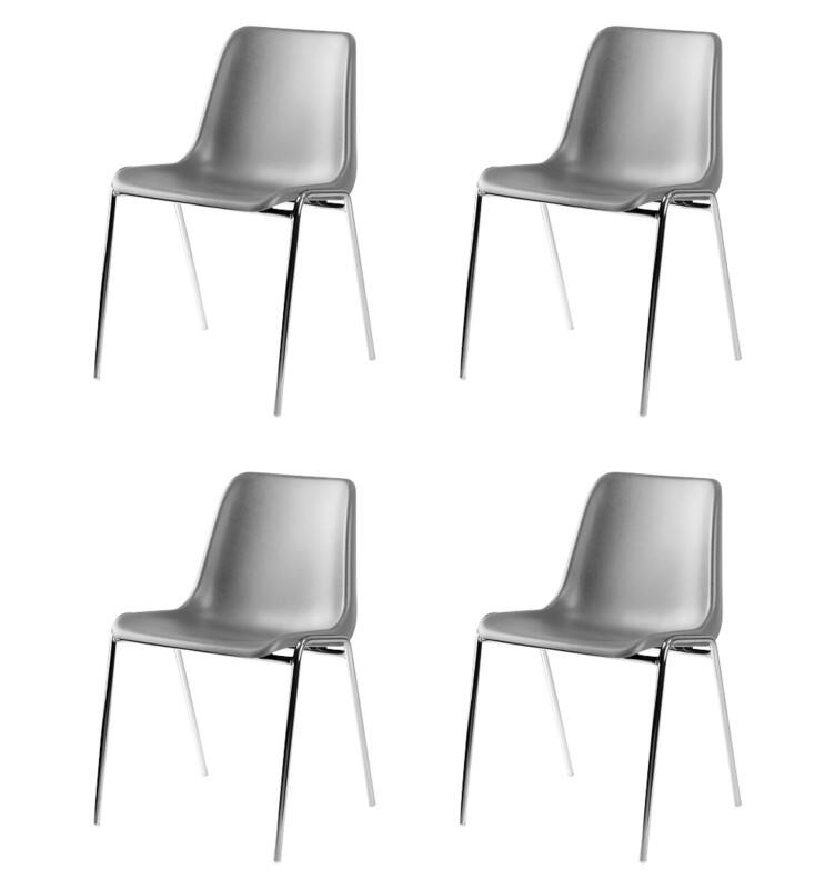 Nowy Styl Stapelbare stoel Beta Kunststof Grijs 4 Stuks