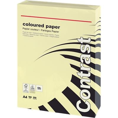 Papier couleur Office Depot A4 Jaune pastel 160 g/m² Lisse 250 Feuilles