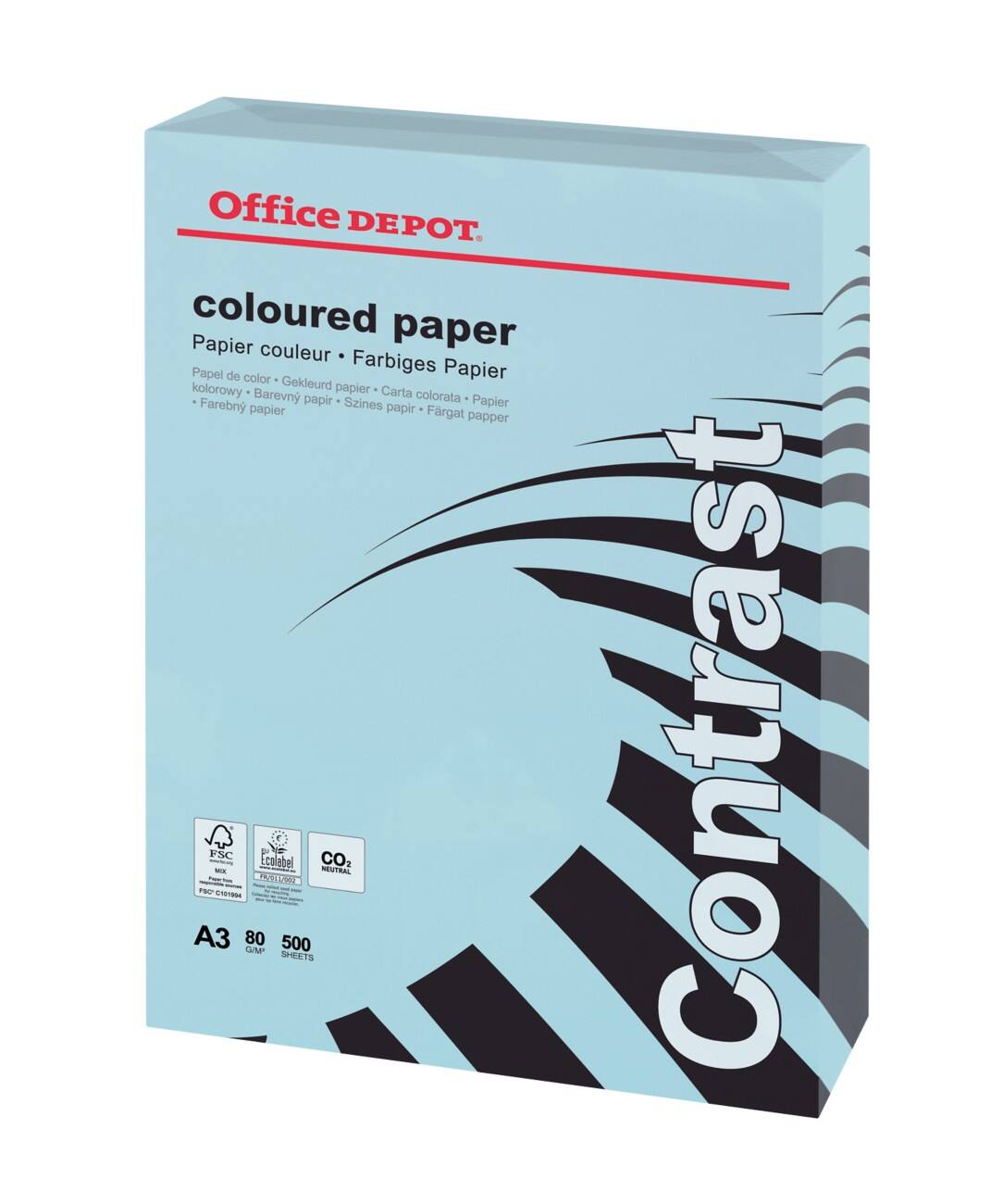 Office Depot gekleurd print-/ kopieerpapier A3 80 gram Blauw 500 vellen