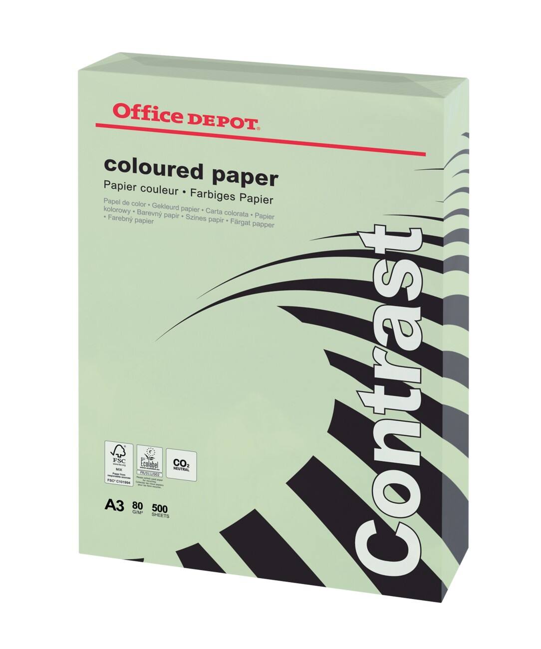 Office Depot gekleurd print-/ kopieerpapier A3 80 gram Groen 500 vellen