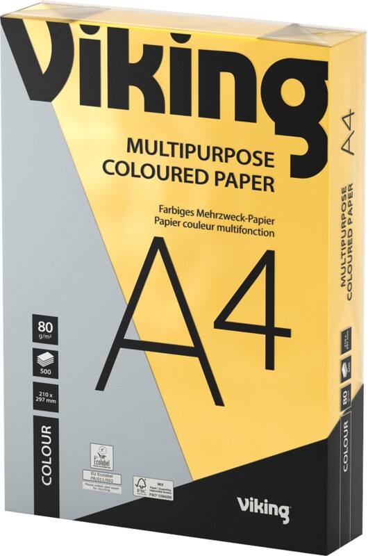 Papier couleur A4 Viking Jaune 80 g/m² Lisse 500 Feuilles