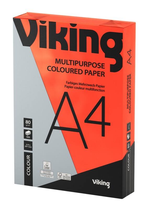 Papier couleur A4 Viking Rouge 80 g/m² Lisse 500 Feuilles