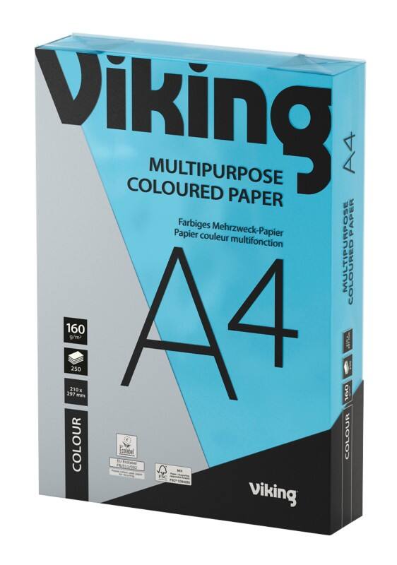 Papier couleur A4 Viking Bleu 160 g/m² Lisse 250 Feuilles