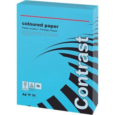 Office Depot A4 Gekleurd papier Intens blauw 160 g/m² Glad 250 Vellen