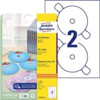 Étiquettes CD/DVD AVERY Zweckform L7676-25 adhésif A4 Blanc 117 mm 25 Feuilles de 2 Étiquettes