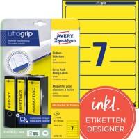 AVERY Zweckform Klasseurrugetiketten Ultragrip L4765-20 Geel A4 192 x 38 mm 20 Vellen à 7 Etiketten