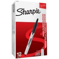 Marqueur permanent Sharpie S0810840 Pointe fine, ogive 1,0 mm Noir Non rechargeable 12 Unités