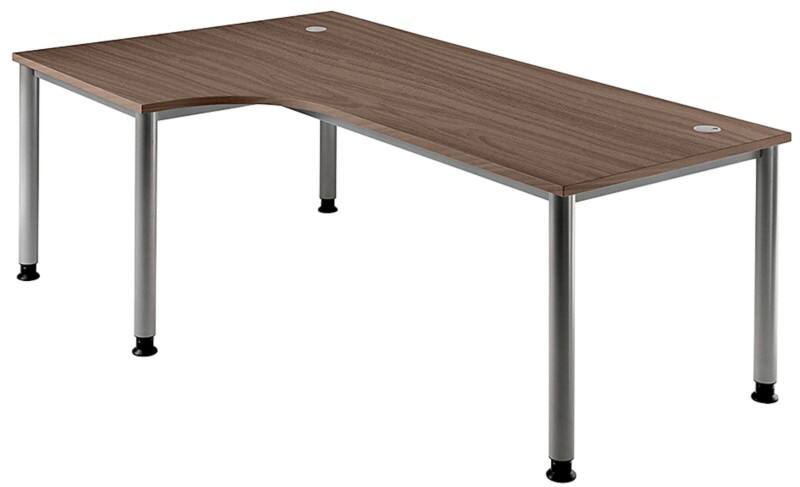 Bureau d'angle Hammerbacher Matrix Noyer 4 pieds 2000 (L) x 1200 (P) x 760 (H) mm Aggloméré, Aluminium, Bois, Plastique